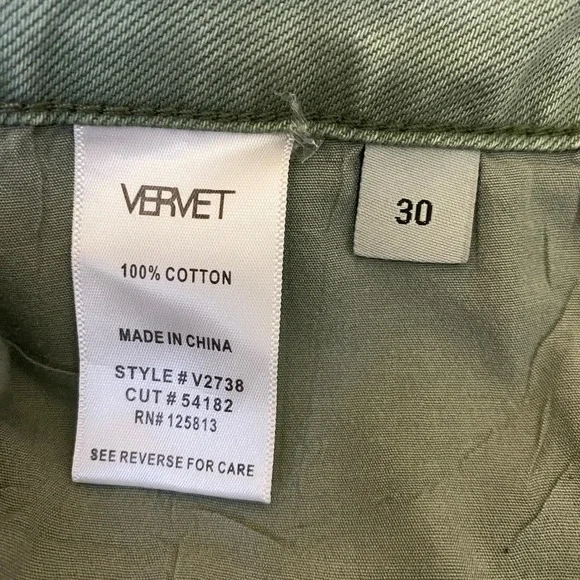 Vervet LA Distressed Cropped Wide Leg Jeans Women Size 30 Olive Green Grunge NWT - Picture 6 of 10